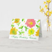 Carte Fleurs d'aquarelle jaune heureux ami d'anniversair (Fleur jaune)
