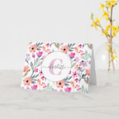 Carte Fleurs d'aquarelle Pastel mignonnes Monogrammes (Fleur jaune)