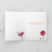 Carte Fleurs d'aquarelle rose Cosmos Nom personnalisé (Intérieur)