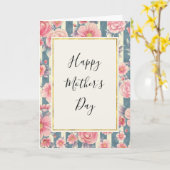 Carte Fleurs d'aquarelle rose en rayures Fête des mères (Fleur jaune)