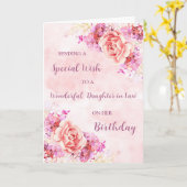 Carte Fleurs d'aquarelle rose fille en droit Anniversair (Fleur jaune)