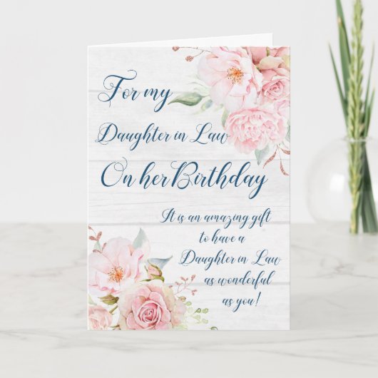 Carte Fleurs d'aquarelle rose fille en droit Anniversair (Devant)