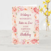 Carte Fleurs d'aquarelle rose Soeur en droit Anniversair (Fleur jaune)