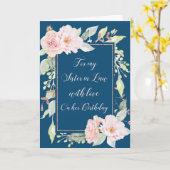 Carte Fleurs d'aquarelle rose Soeur en droit Anniversair (Fleur jaune)