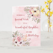 Carte Fleurs d'aquarelle rose Voisin Anniversaire (Fleur jaune)