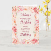 Carte Fleurs d'aquarelle rose Voisin Anniversaire (Fleur jaune)