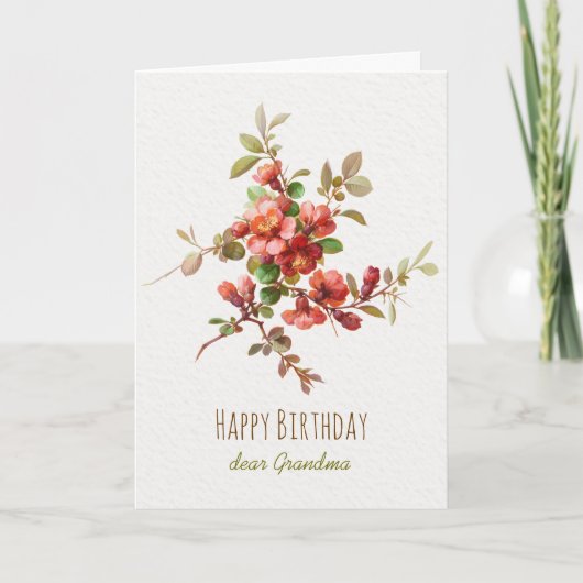 Carte Fleurs d'aquarelle rouge CC0147 Joyeux anniversair (Devant)