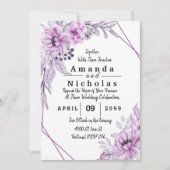 Carte Fleurs d'aquarelle violette avec typographie (Devant)