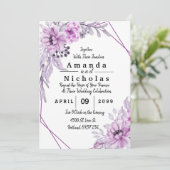 Carte Fleurs d'aquarelle violette avec typographie (Debout devant)