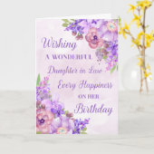 Carte Fleurs d'aquarelle violette Fille en droit Anniver (Fleur jaune)