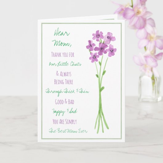 Carte Fleurs d'aquarelle violette heureux Anniversaire m (Orchidée)