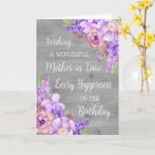 Carte Fleurs d'aquarelle violette Mère en droit (Fleur jaune)