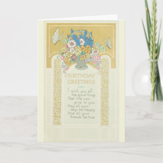 Carte Fleurs d'art déco d'anniversaire (Devant)