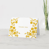 Carte Fleurs d'art populaire jaune simple Merci personna (Devant)