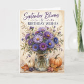 Carte Fleurs d'aster d'automne rustiques Fête d'annivers (Devant)