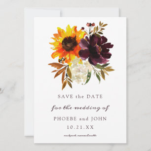 Carte Fleurs d'automne Enregistrer le Mariage de date