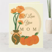 Carte Fleurs d'automne et pêches Message de maman (Devant)