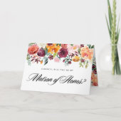 Carte Fleurs d'automne Veux-tu être ma dame d'honneur (Devant)