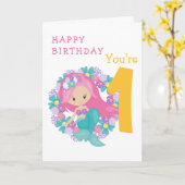 Carte Fleurs de 1er anniversaire de Sirène (Fleur jaune)