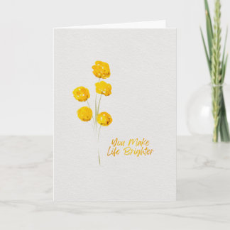 Carte Fleurs de bouton Billy jaunes « Pensée pour vous »