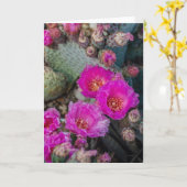 Carte Fleurs de cactus Fuchsia vives| Printemps du déser (Fleur jaune)