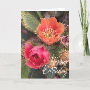 Carte Fleurs de cactus   Joyeux anniversaire en fleurs