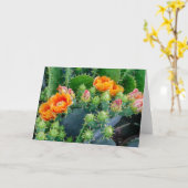 Carte Fleurs de cactus joyeux salutations (Fleur jaune)