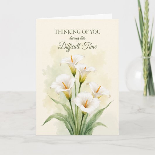 Carte Fleurs de calla pour un moment difficile (Devant)