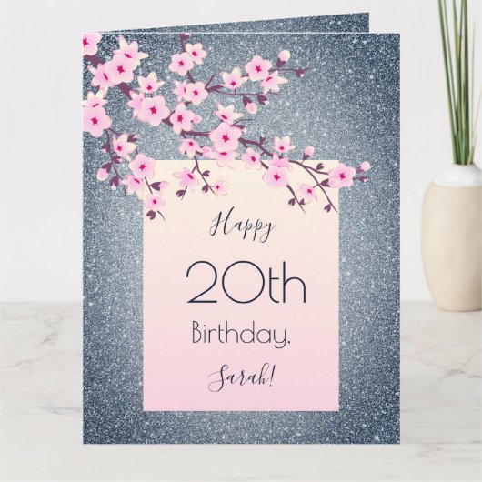 Carte Fleurs de cerisier Joyeux anniversaire Parties sci (Devant)