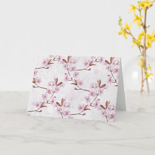 Carte Fleurs de cerisiers d'anniversaire (Fleur jaune)