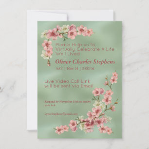 Carte Fleurs de cerisiers en rose et Turquoise