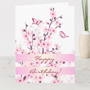 Carte Fleurs de cerisiers floraux : Joyeux anniversaire