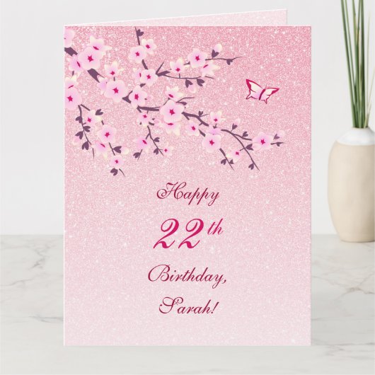 Carte Fleurs de cerisiers Joyeux Anniversaire Parties sc (Devant)