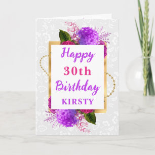 Carte Fleurs de Chabby Fuchsia et violet Anniversaire