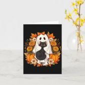 Carte Fleurs de chat noir fantôme d'Halloween (Fleur jaune)