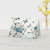 Carte Fleurs de chinoiserie et papillons Merci (Fleur jaune)