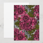 Carte Fleurs de chrysanthème rose (Devant / Derrière)