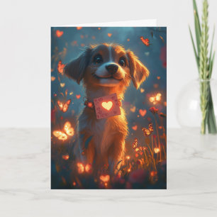 Carte Fleurs de coeur de la Saint-Valentin Beagle joyeus