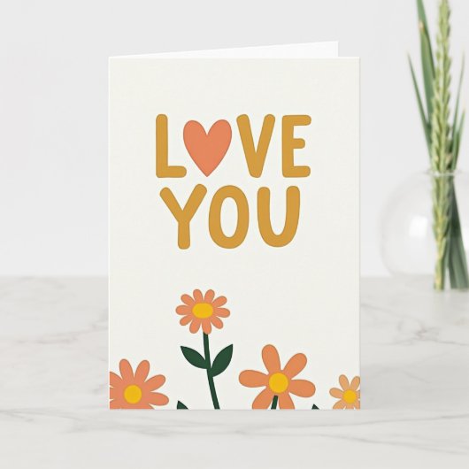 Carte Fleurs de cœur Je t'aime (Devant)