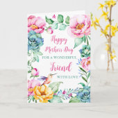 Carte Fleurs de colibris Ami Bonne fête des mères (Fleur jaune)