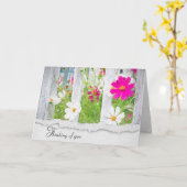 Carte Fleurs de Cosmos rose et blanc Penser à vous (Fleur jaune)