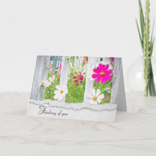 Carte Fleurs de Cosmos rose et blanc Penser à vous
