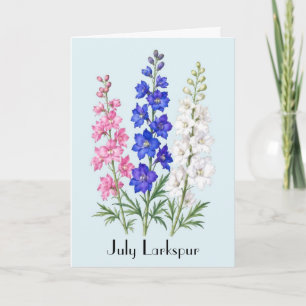 Carte Fleurs de Delphinium de juillet Salutation