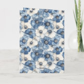 Carte Fleurs de Denim Bleu Blanc Anniversaire (Dos)
