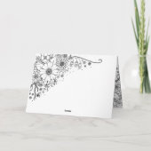 Carte Fleurs de Doodle Noir et Blanc Couleur dans l'imag (Dos)
