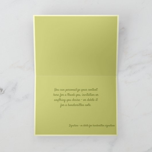 Carte Fleurs de feuillage vert rétro (Intérieur)