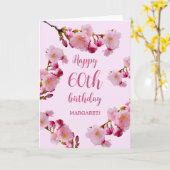 Carte Fleurs de fleurs de cerises roses joyeux 60e anniv (Fleur jaune)