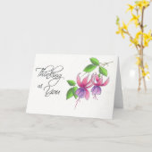 Carte Fleurs de fuchsia vous pensant en crayon aquarelle (Fleur jaune)