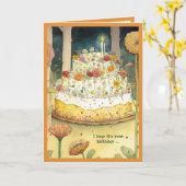 Carte Fleurs de gâteau d'anniversaire et chandelle de fo (Fleur jaune)