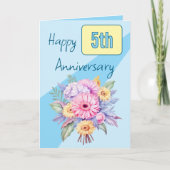 Carte Fleurs de gerbera du 5e anniversaire bleu (Devant)